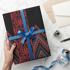 Red Aotearoa Mangopare Kowhaiwhai and Niho Taniwha Wrapping Paper Maori New Zealand - Aussie Hoodie