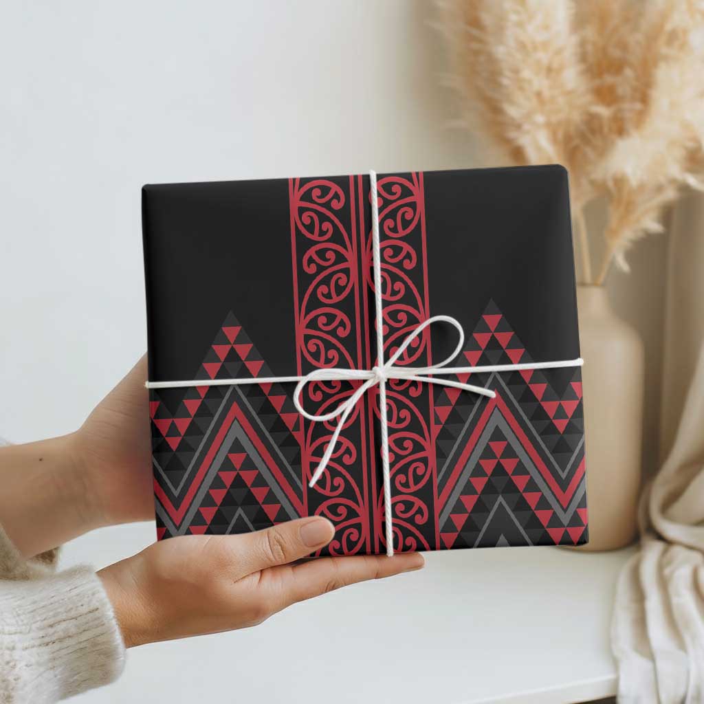 Red Aotearoa Mangopare Kowhaiwhai and Niho Taniwha Wrapping Paper Maori New Zealand - Aussie Hoodie