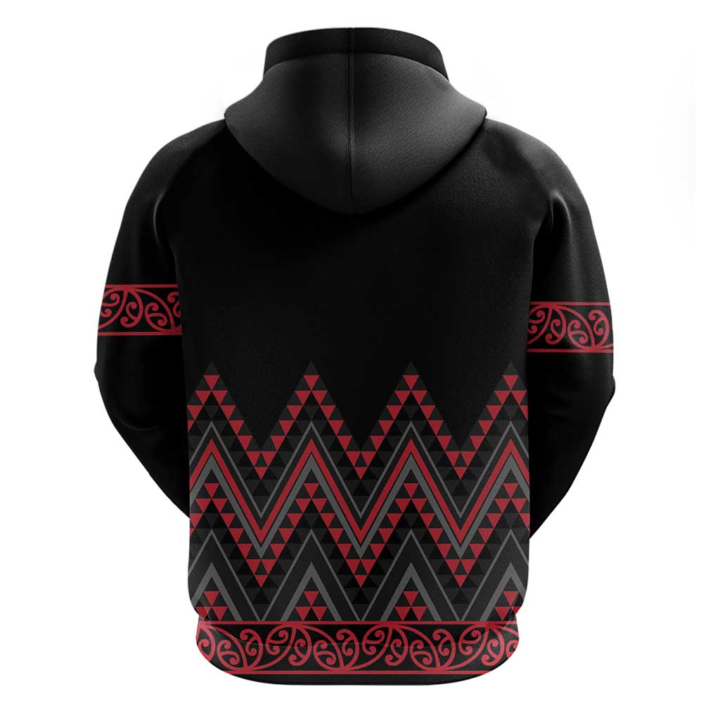 Red Aotearoa Mangopare Kowhaiwhai and Niho Taniwha Zip Hoodie Maori New Zealand