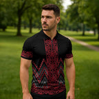 Red Aotearoa Mangopare Kowhaiwhai Niho Taniwha Zipper Polo Shirt Maori New Zealand - Aussie Hoodie