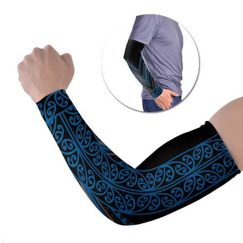 Blue Aotearoa Mangopare Kowhaiwhai Niho Taniwha Arm Sleeves Maori New Zealand - Aussie Hoodie
