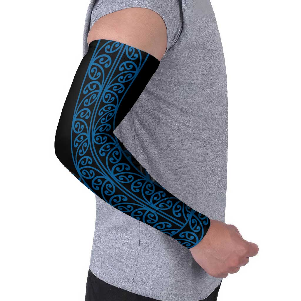 Blue Aotearoa Mangopare Kowhaiwhai Niho Taniwha Arm Sleeves Maori New Zealand - Aussie Hoodie