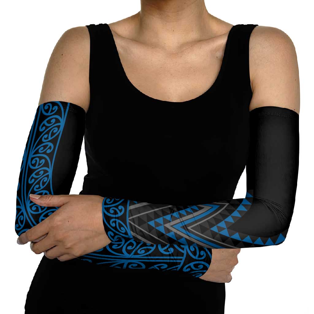Blue Aotearoa Mangopare Kowhaiwhai Niho Taniwha Arm Sleeves Maori New Zealand - Aussie Hoodie