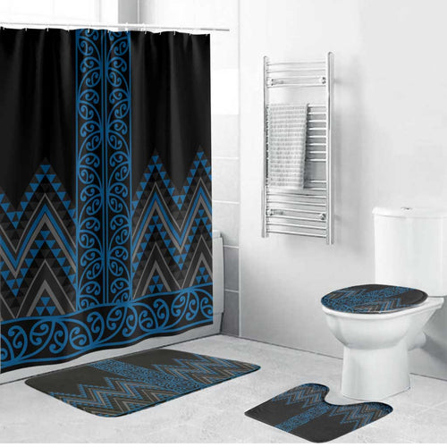 Blue Aotearoa Mangopare Kowhaiwhai Niho Taniwha Bathroom Set Maori New Zealand - Aussie Hoodie