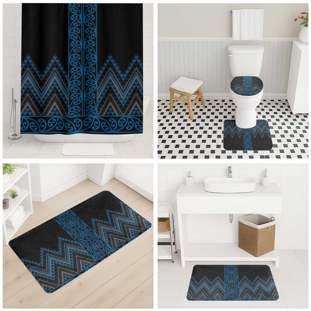 Blue Aotearoa Mangopare Kowhaiwhai Niho Taniwha Bathroom Set Maori New Zealand - Aussie Hoodie