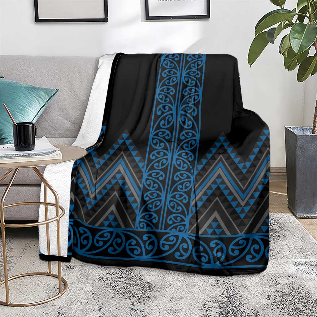 Blue Aotearoa Mangopare Kowhaiwhai and Niho Taniwha Blanket Maori New Zealand