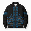 Blue Aotearoa Mangopare Kowhaiwhai Niho Taniwha Bomber Puffer Jacket Maori New Zealand - Aussie Hoodie