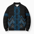 Blue Aotearoa Mangopare Kowhaiwhai Niho Taniwha Bomber Puffer Jacket Maori New Zealand - Aussie Hoodie