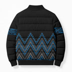 Blue Aotearoa Mangopare Kowhaiwhai Niho Taniwha Bomber Puffer Jacket Maori New Zealand - Aussie Hoodie