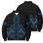Blue Aotearoa Mangopare Kowhaiwhai Niho Taniwha Bomber Puffer Jacket Maori New Zealand - Aussie Hoodie