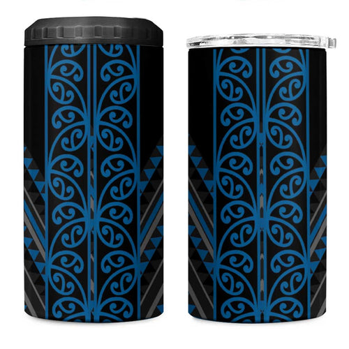 Blue Aotearoa Mangopare Kowhaiwhai and Niho Taniwha 4 in 1 Can Cooler Tumbler Maori New Zealand
