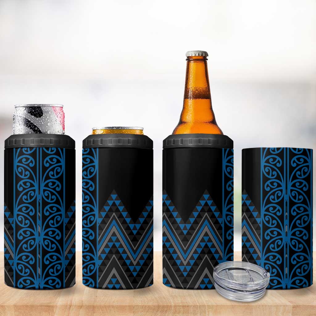 Blue Aotearoa Mangopare Kowhaiwhai and Niho Taniwha 4 in 1 Can Cooler Tumbler Maori New Zealand