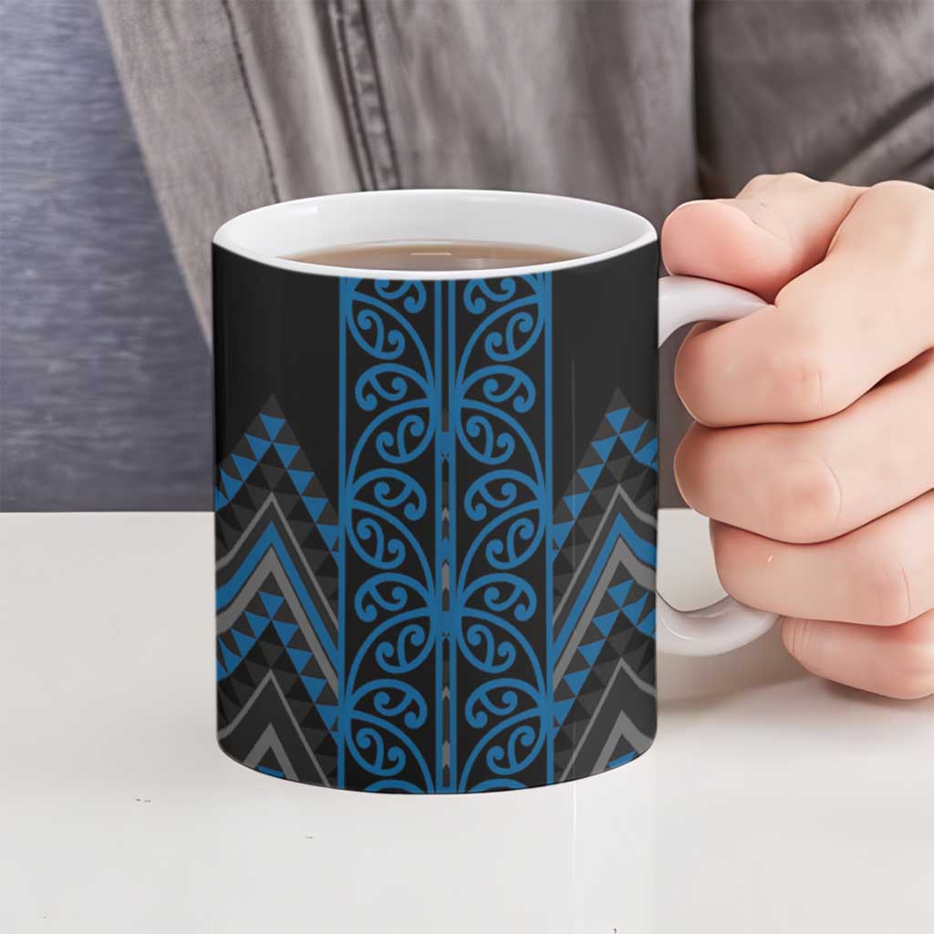 Blue Aotearoa Mangopare Kowhaiwhai Niho Taniwha Ceramic Mug Maori New Zealand - Aussie Hoodie