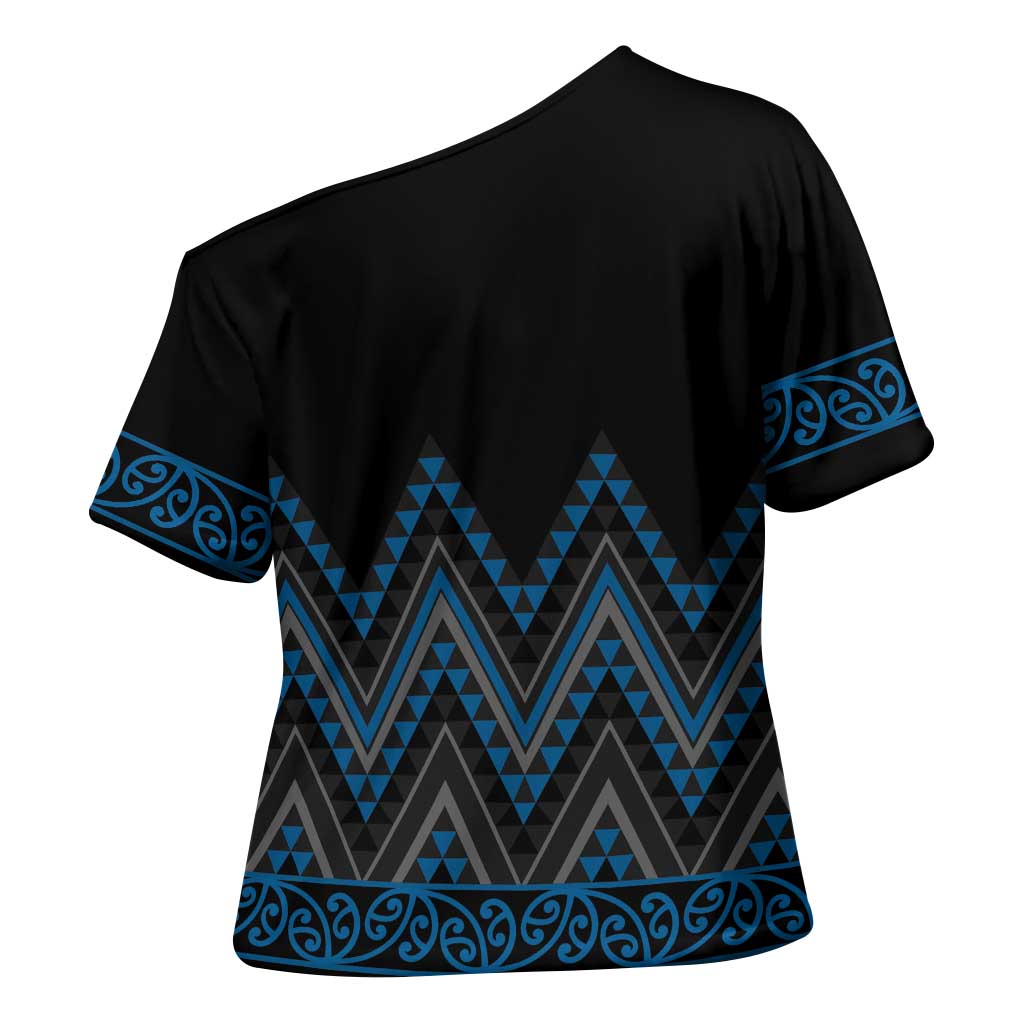 Blue Aotearoa Mangopare Kowhaiwhai Niho Taniwha Cross Shoulder Shirt Maori New Zealand - Aussie Hoodie