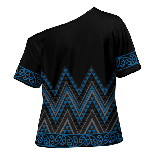 Blue Aotearoa Mangopare Kowhaiwhai Niho Taniwha Cross Shoulder Shirt Maori New Zealand - Aussie Hoodie