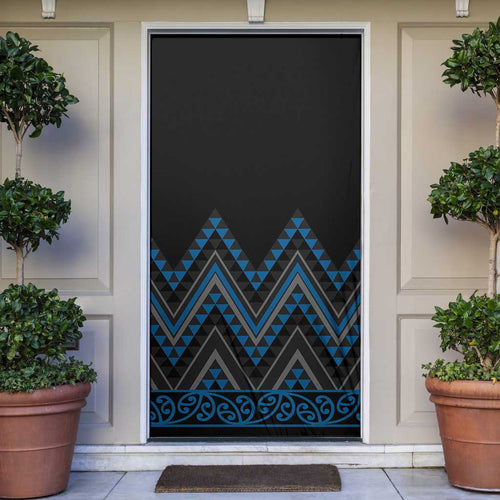 Blue Aotearoa Mangopare Kowhaiwhai Niho Taniwha Door Cover Maori New Zealand - Aussie Hoodie