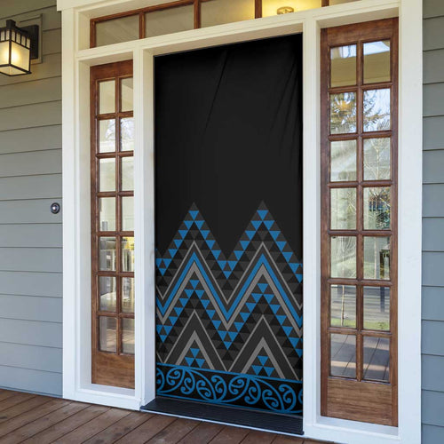 Blue Aotearoa Mangopare Kowhaiwhai Niho Taniwha Door Cover Maori New Zealand - Aussie Hoodie