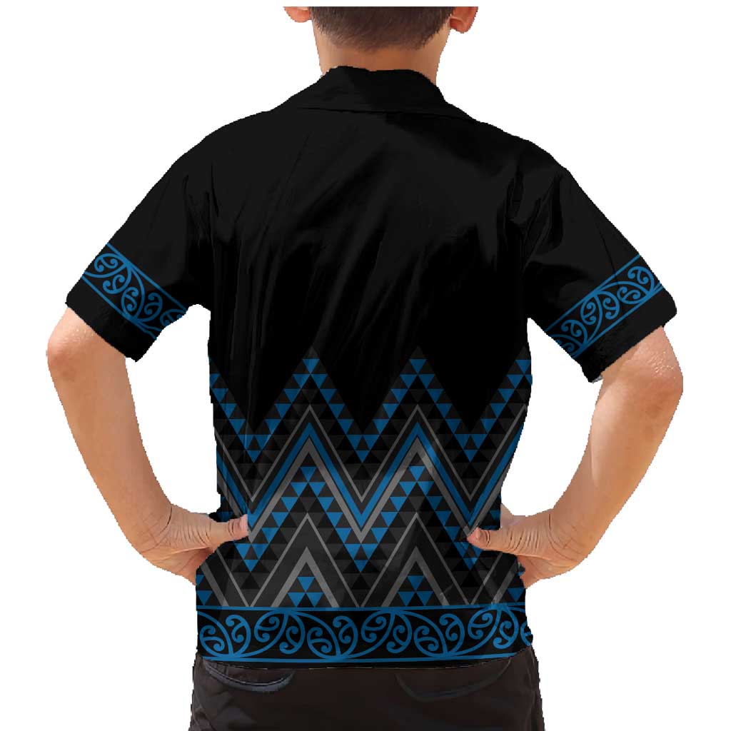 Blue Aotearoa Mangopare Kowhaiwhai and Niho Taniwha Family Matching Mermaid Dress and Hawaiian Shirt Maori New Zealand