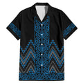 Blue Aotearoa Mangopare Kowhaiwhai and Niho Taniwha Family Matching Mermaid Dress and Hawaiian Shirt Maori New Zealand