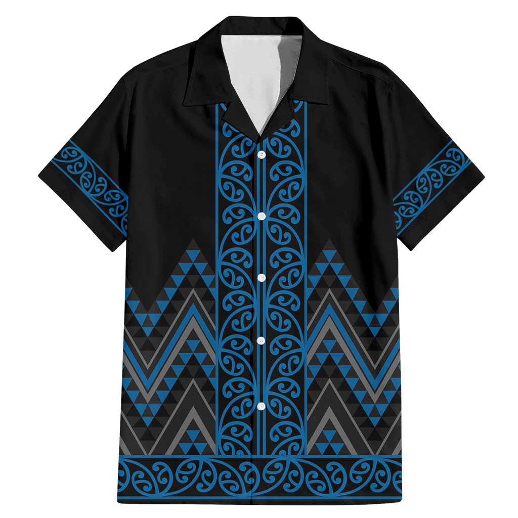 Blue Aotearoa Mangopare Kowhaiwhai and Niho Taniwha Family Matching Mermaid Dress and Hawaiian Shirt Maori New Zealand