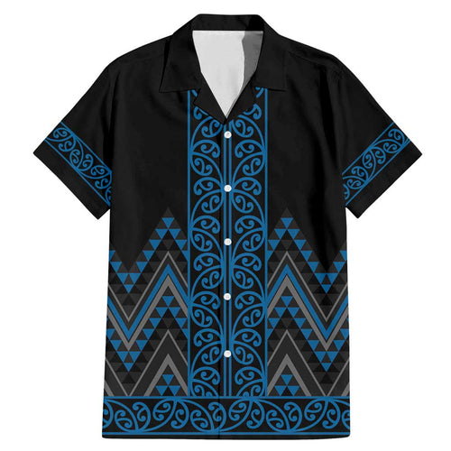 Blue Aotearoa Mangopare Kowhaiwhai and Niho Taniwha Family Matching Mermaid Dress and Hawaiian Shirt Maori New Zealand