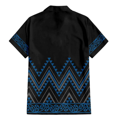 Blue Aotearoa Mangopare Kowhaiwhai and Niho Taniwha Family Matching Mermaid Dress and Hawaiian Shirt Maori New Zealand