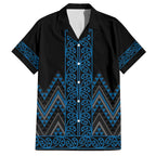 Blue Aotearoa Mangopare Kowhaiwhai and Niho Taniwha Family Matching Puletasi and Hawaiian Shirt Maori New Zealand