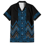 Blue Aotearoa Mangopare Kowhaiwhai and Niho Taniwha Family Matching Short Sleeve Bodycon Dress and Hawaiian Shirt Maori New Zealand