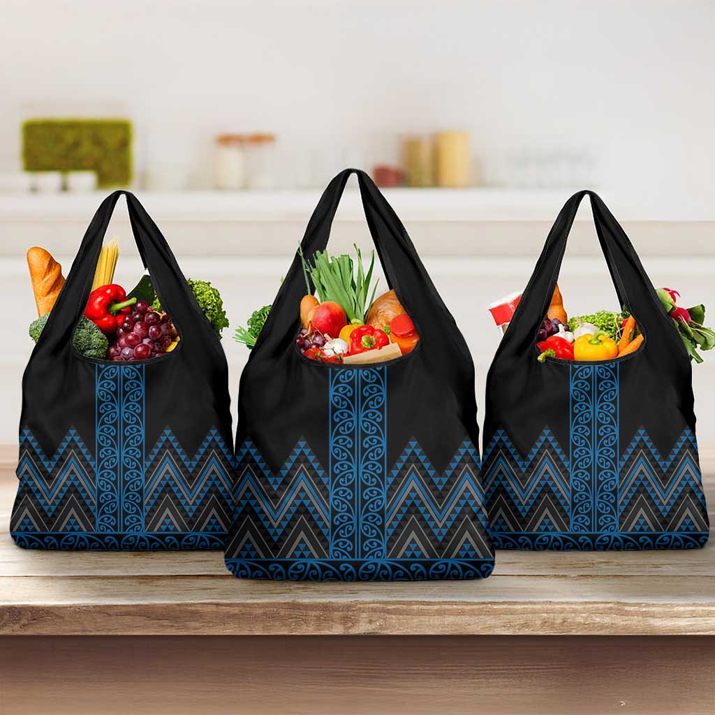 Blue Aotearoa Mangopare Kowhaiwhai and Niho Taniwha Grocery Bag Maori New Zealand