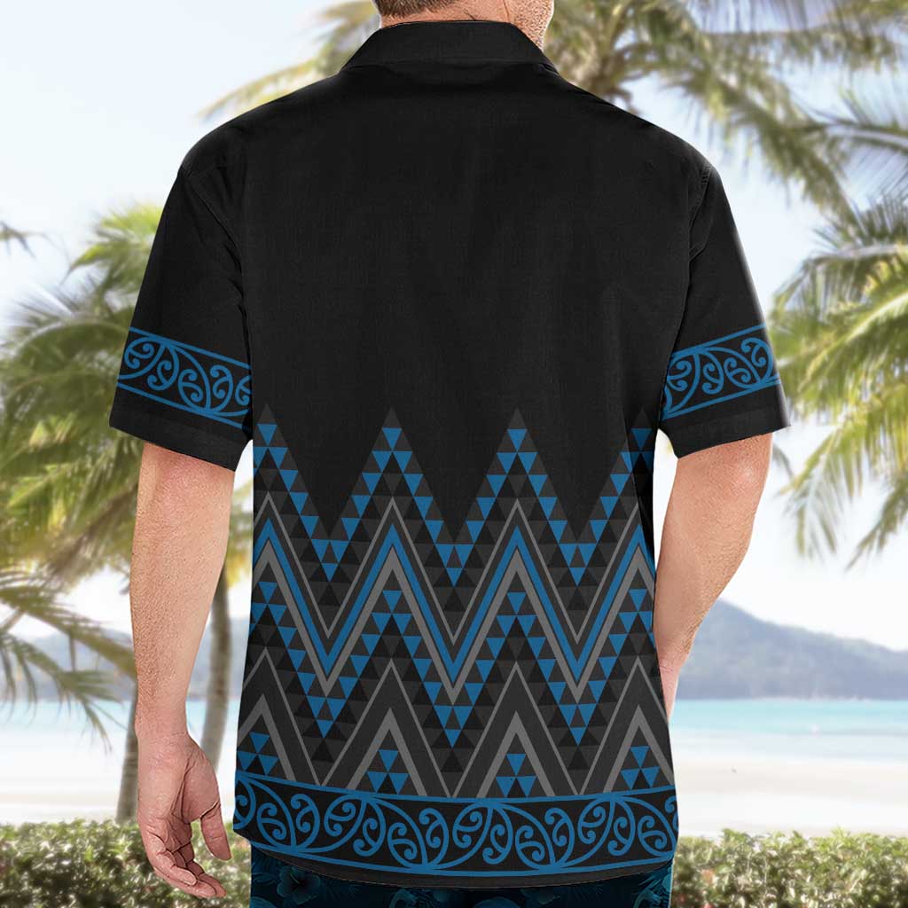 Blue Aotearoa Mangopare Kowhaiwhai and Niho Taniwha Hawaiian Shirt Maori New Zealand