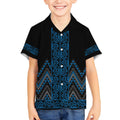 Blue Aotearoa Mangopare Kowhaiwhai and Niho Taniwha Kid Hawaiian Shirt Maori New Zealand