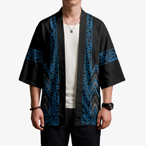 Blue Aotearoa Mangopare Kowhaiwhai Niho Taniwha Kimono Maori New Zealand - Aussie Hoodie