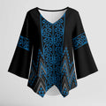 Blue Aotearoa Mangopare Kowhaiwhai Niho Taniwha Kimono Sleeve Blouse Maori New Zealand - Aussie Hoodie
