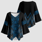 Blue Aotearoa Mangopare Kowhaiwhai Niho Taniwha Kimono Sleeve Blouse Maori New Zealand - Aussie Hoodie