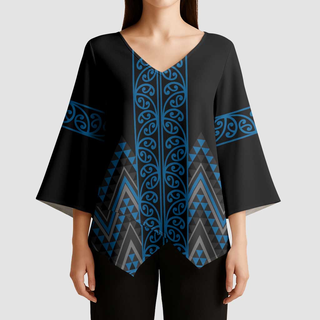 Blue Aotearoa Mangopare Kowhaiwhai Niho Taniwha Kimono Sleeve Blouse Maori New Zealand - Aussie Hoodie