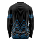 Blue Aotearoa Mangopare Kowhaiwhai and Niho Taniwha Long Sleeve Shirt Maori New Zealand