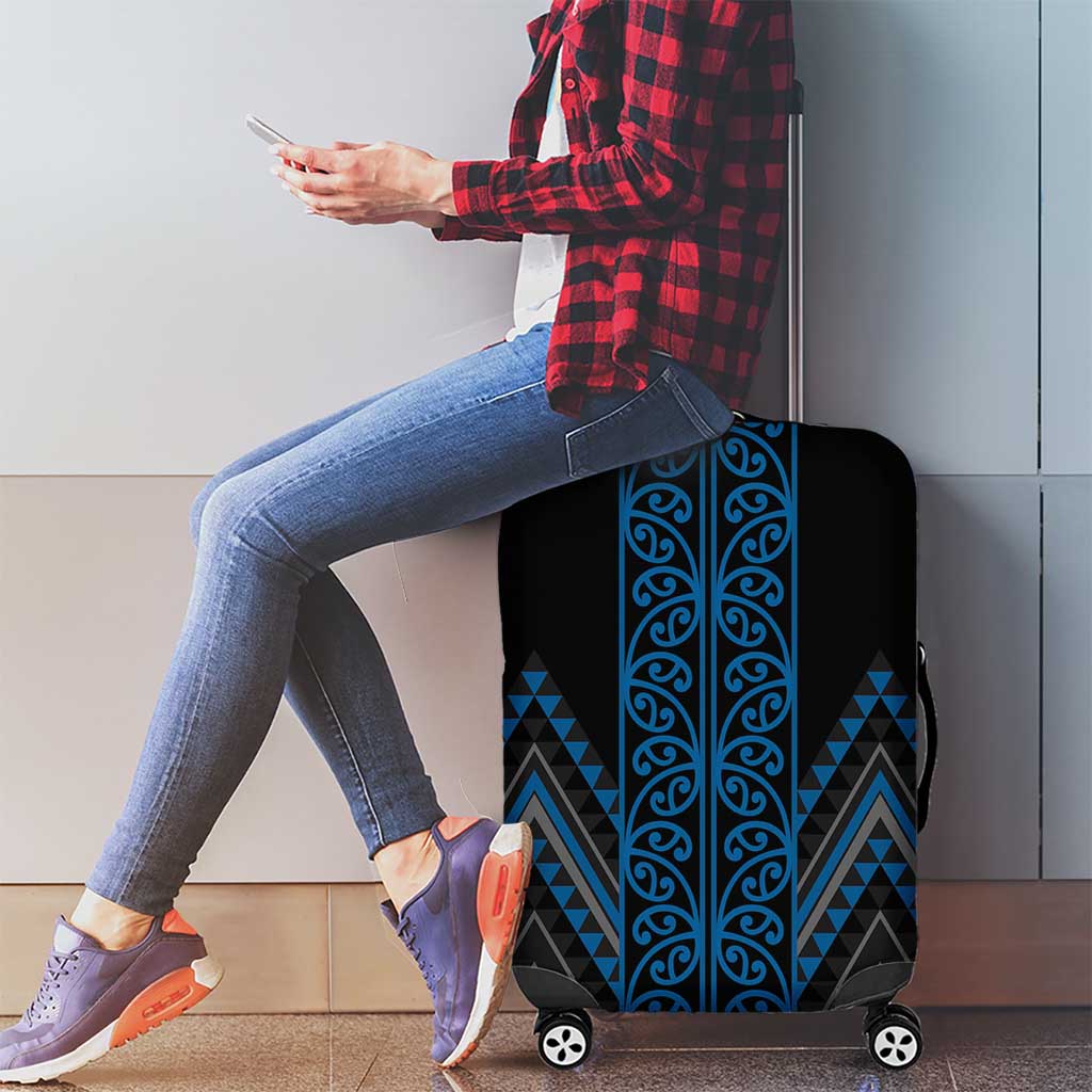 Blue Aotearoa Mangopare Kowhaiwhai and Niho Taniwha Luggage Cover Maori New Zealand