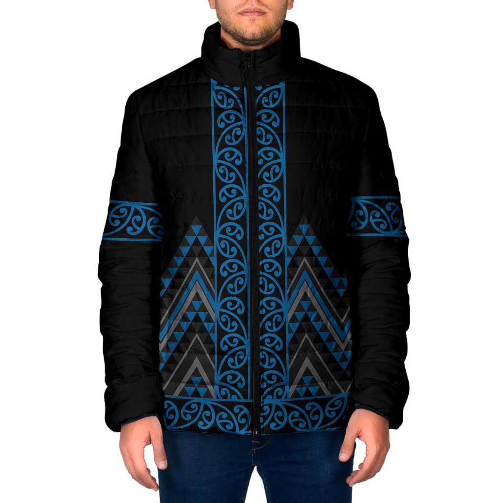 Blue Aotearoa Mangopare Kowhaiwhai Niho Taniwha Padded Jacket Maori New Zealand - Aussie Hoodie