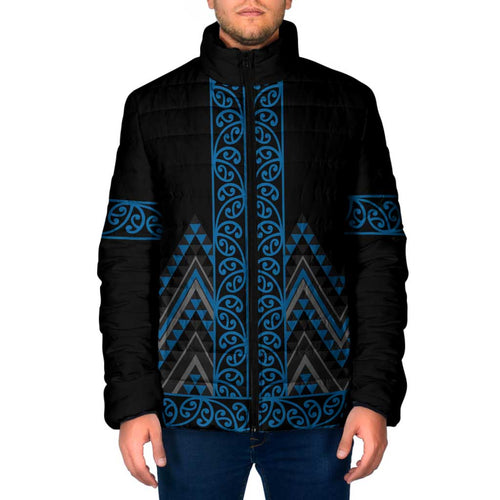 Blue Aotearoa Mangopare Kowhaiwhai Niho Taniwha Padded Jacket Maori New Zealand - Aussie Hoodie