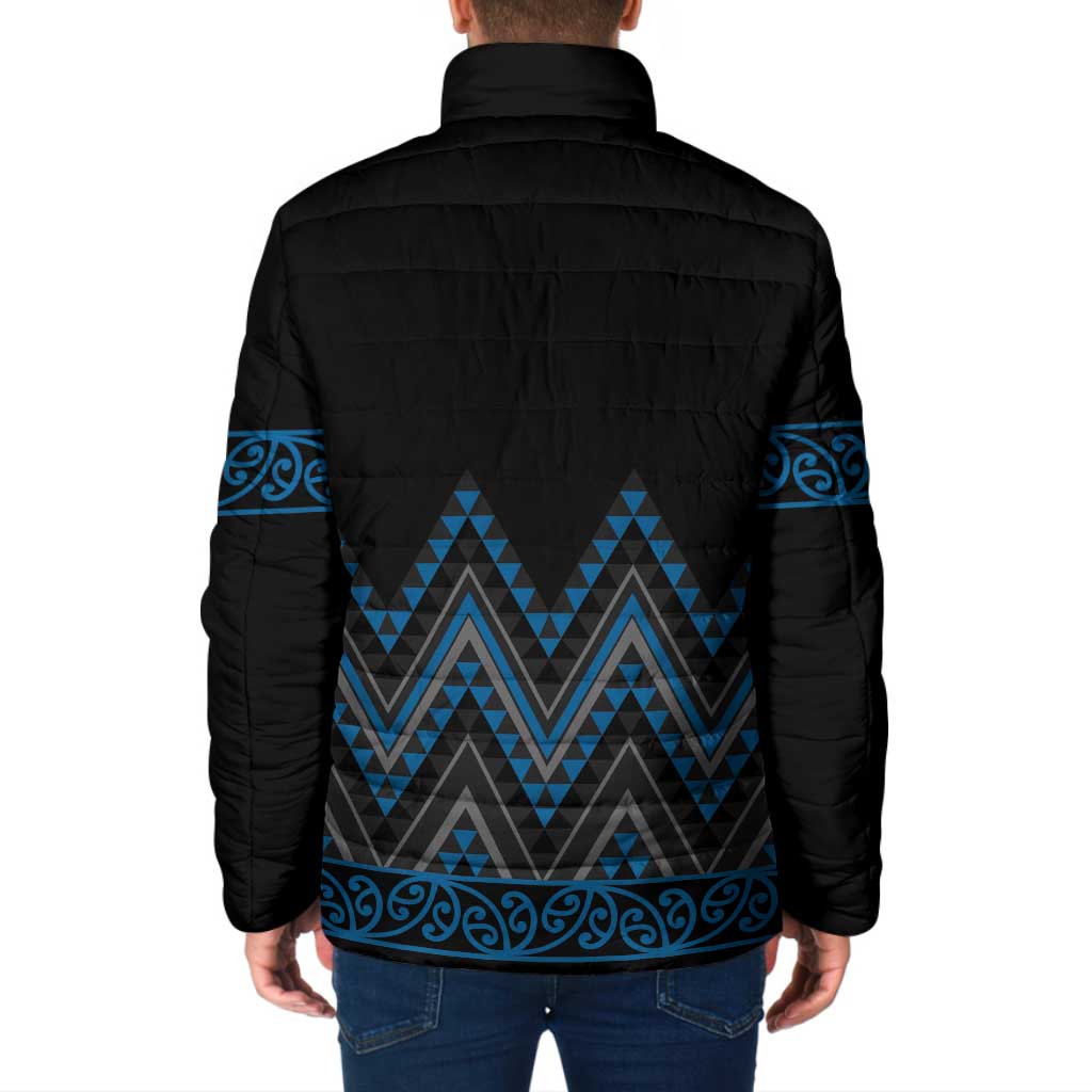Blue Aotearoa Mangopare Kowhaiwhai Niho Taniwha Padded Jacket Maori New Zealand - Aussie Hoodie