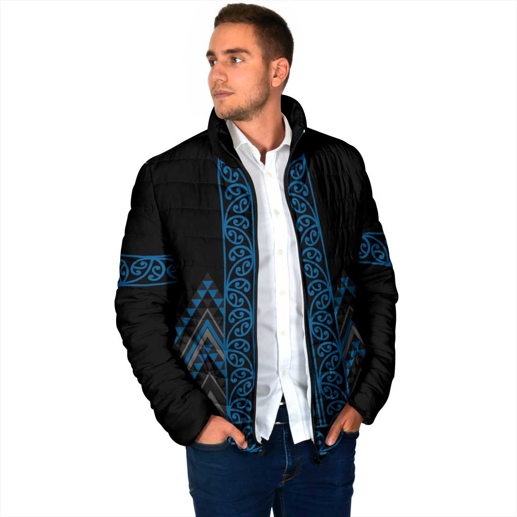 Blue Aotearoa Mangopare Kowhaiwhai Niho Taniwha Padded Jacket Maori New Zealand - Aussie Hoodie