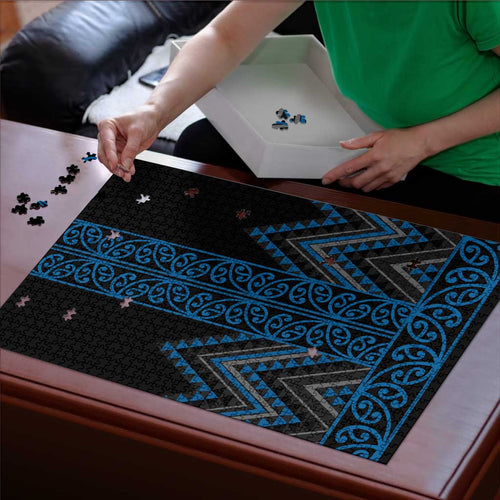 Blue Aotearoa Mangopare Kowhaiwhai Niho Taniwha Puzzle Maori New Zealand - Aussie Hoodie