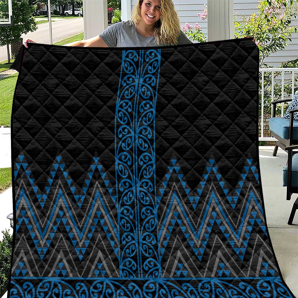 Blue Aotearoa Mangopare Kowhaiwhai and Niho Taniwha Quilt Maori New Zealand