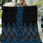 Blue Aotearoa Mangopare Kowhaiwhai and Niho Taniwha Quilt Maori New Zealand