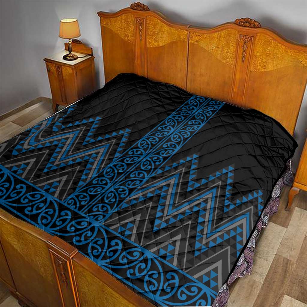 Blue Aotearoa Mangopare Kowhaiwhai and Niho Taniwha Quilt Maori New Zealand