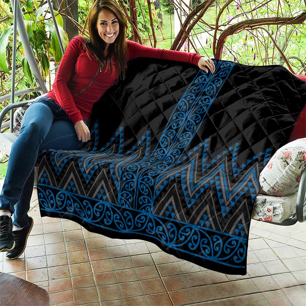 Blue Aotearoa Mangopare Kowhaiwhai and Niho Taniwha Quilt Maori New Zealand