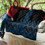 Blue Aotearoa Mangopare Kowhaiwhai and Niho Taniwha Quilt Maori New Zealand