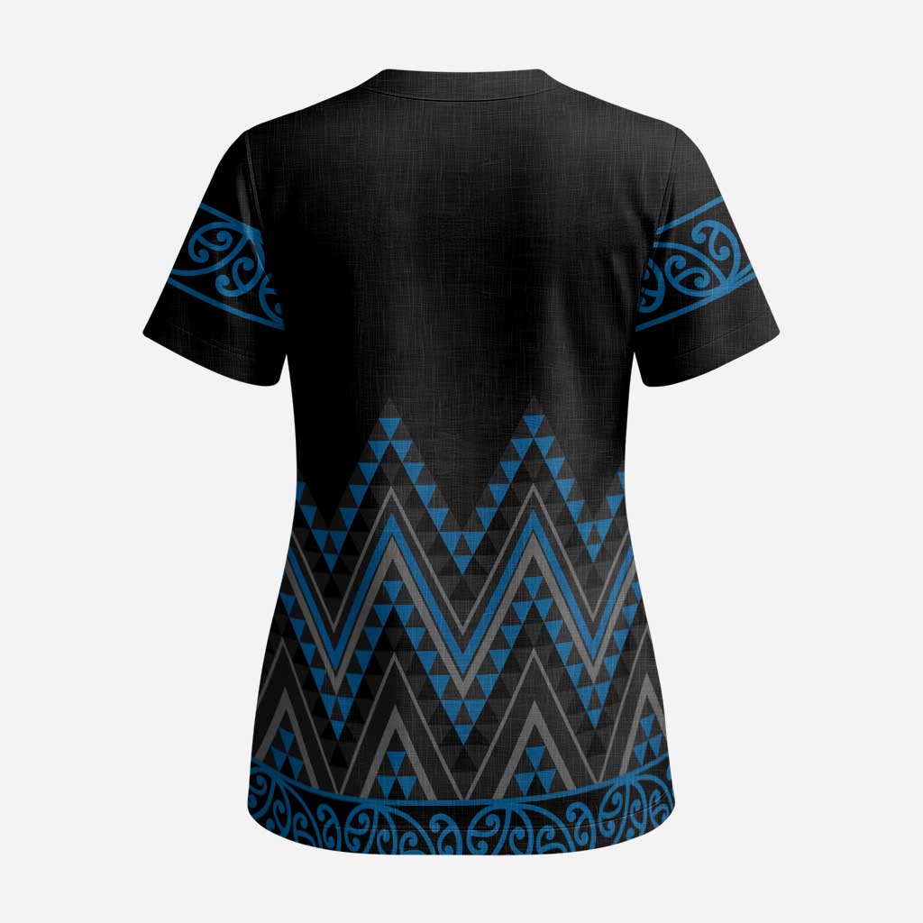Blue Aotearoa Mangopare Kowhaiwhai and Niho Taniwha Scrub Top Maori New Zealand - Aussie Hoodie
