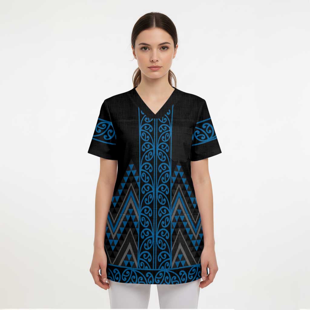 Blue Aotearoa Mangopare Kowhaiwhai and Niho Taniwha Scrub Top Maori New Zealand - Aussie Hoodie