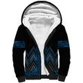 Blue Aotearoa Mangopare Kowhaiwhai and Niho Taniwha Sherpa Hoodie Maori New Zealand